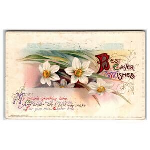 Vintage John Winsch Easter Postcard 1910 Daffodils Floral Best Wishes 1911